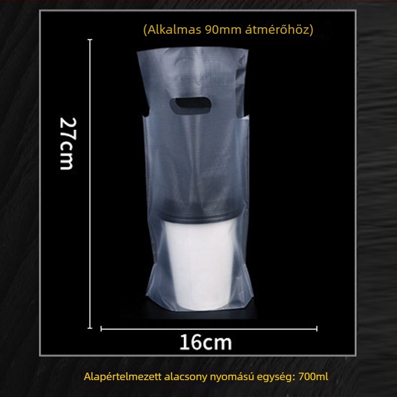 Eldobható pohárszállító táska tej-tea számára, 100 db, kompatibilis egyrészes/dupla pohárhoz, fogantyúval — Eredet Anhui, Jinsheng Plastic márka, napi kapacitás 10 tonna