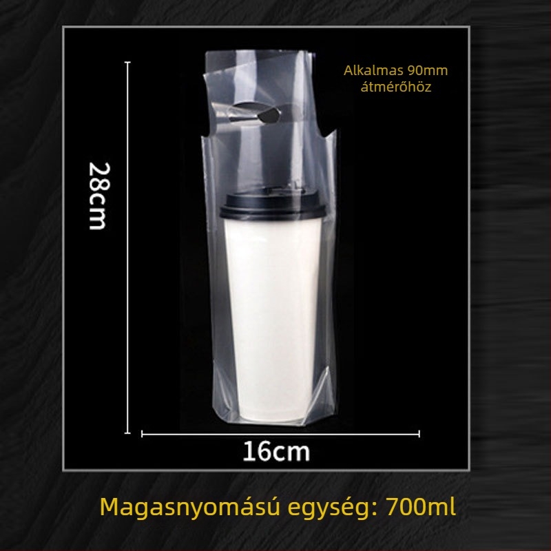Eldobható pohárszállító táska tej-tea számára, 100 db, kompatibilis egyrészes/dupla pohárhoz, fogantyúval — Eredet Anhui, Jinsheng Plastic márka, napi kapacitás 10 tonna
