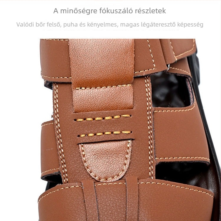 Férfi szandálok - nyitott lábujjú, csattal záródó, felsőrész mikrofiber bőr, belső műbőr, talp poliuretán