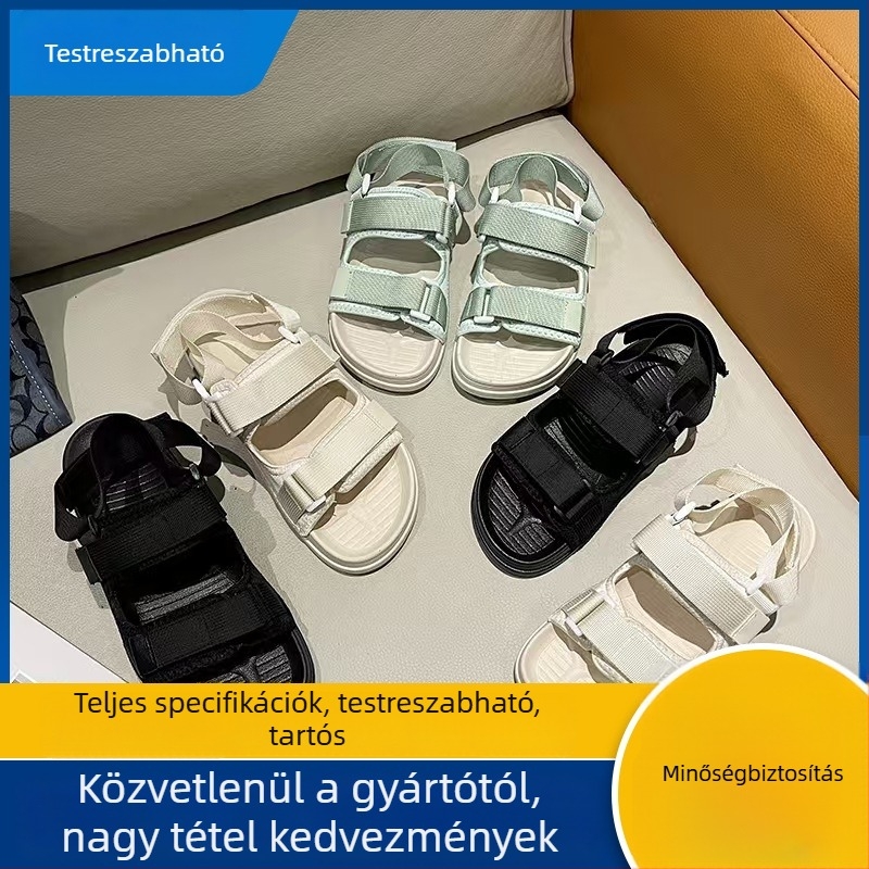 Lu Lanson férfi szandál, Oxford felső rész, PVC talp, Velcro-zár, nyitott orrú, légáteresztő