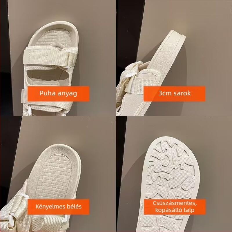Lu Lanson férfi szandál, Oxford felső rész, PVC talp, Velcro-zár, nyitott orrú, légáteresztő