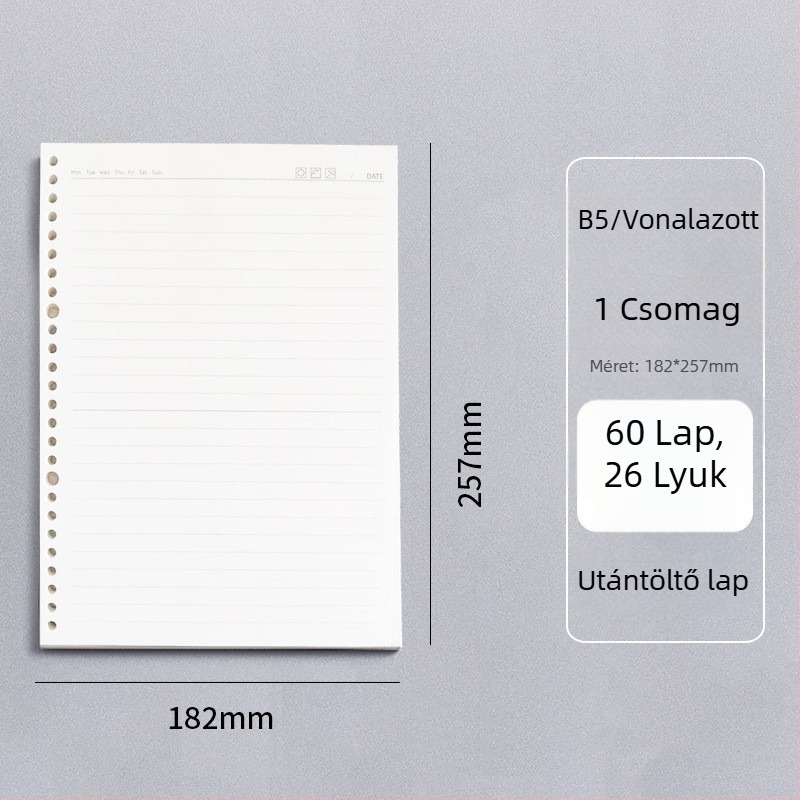 B5 Morandi csúszásmentes, leszerelhető spirálos notesz, középiskolásoknak, A5 formátum, kiváló minőségű papírral