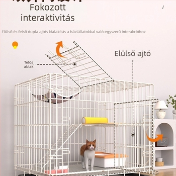 Belső macskavilla beépített almotával — kényelmes macskaház kis lakásokhoz