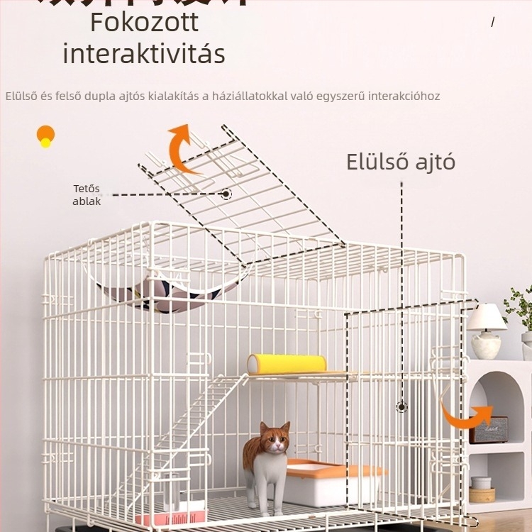 Belső macskavilla beépített almotával — kényelmes macskaház kis lakásokhoz