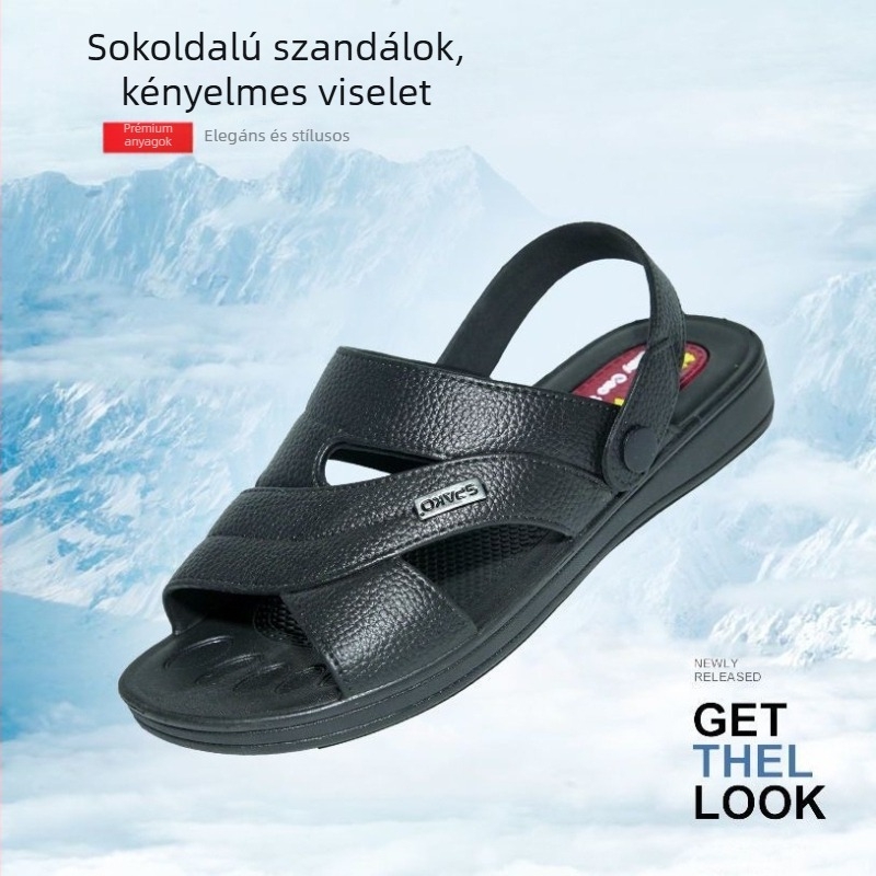 Férfiak nyitott orrú szandál PVC felsőrésszel és PVC talppal, vízálló és csúszásmentes.