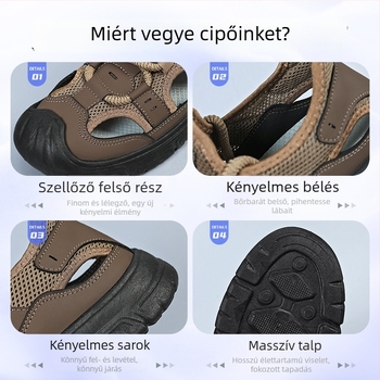 Férfi szandálok - lélegző slip-on, felső rész műbőr, PVC talp, nyár