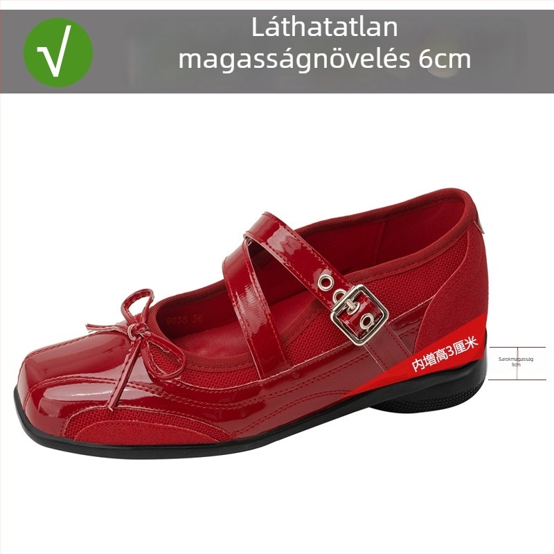 Mary Jane női cipő, francia stílus, kerek orr, mikroszálas bőr felsőrész, csatos záródás, 3-5 cm-es középmagas sarkú