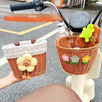 Elülső kerékpár/motorkerékpár kosár – Szövött mesterséges rattanból készült tárolórekesz