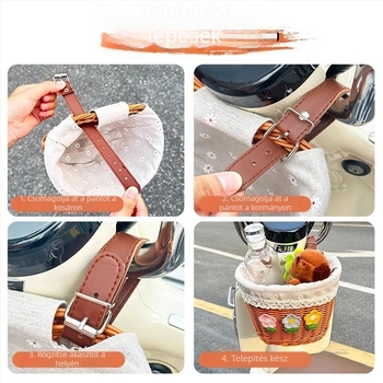 Elülső kerékpár/motorkerékpár kosár – Szövött mesterséges rattanból készült tárolórekesz