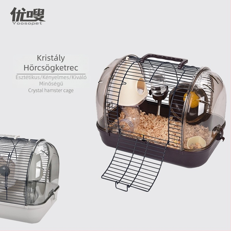 Youssou kristály hörcsögketrec, hordozható négyzet alakú ketrec, modern design, kültéri használatra