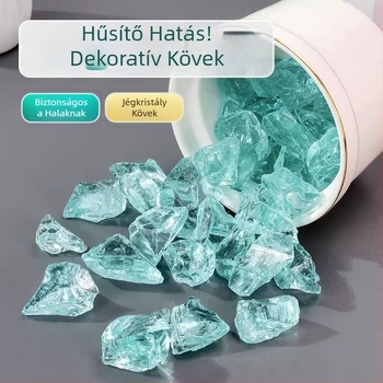 Akvárium aljzathoz tartozó kövek, kristályos alapanyagú kövek, átlátszó üvegkövek, dekoratív dísz (Anyag: kristály)