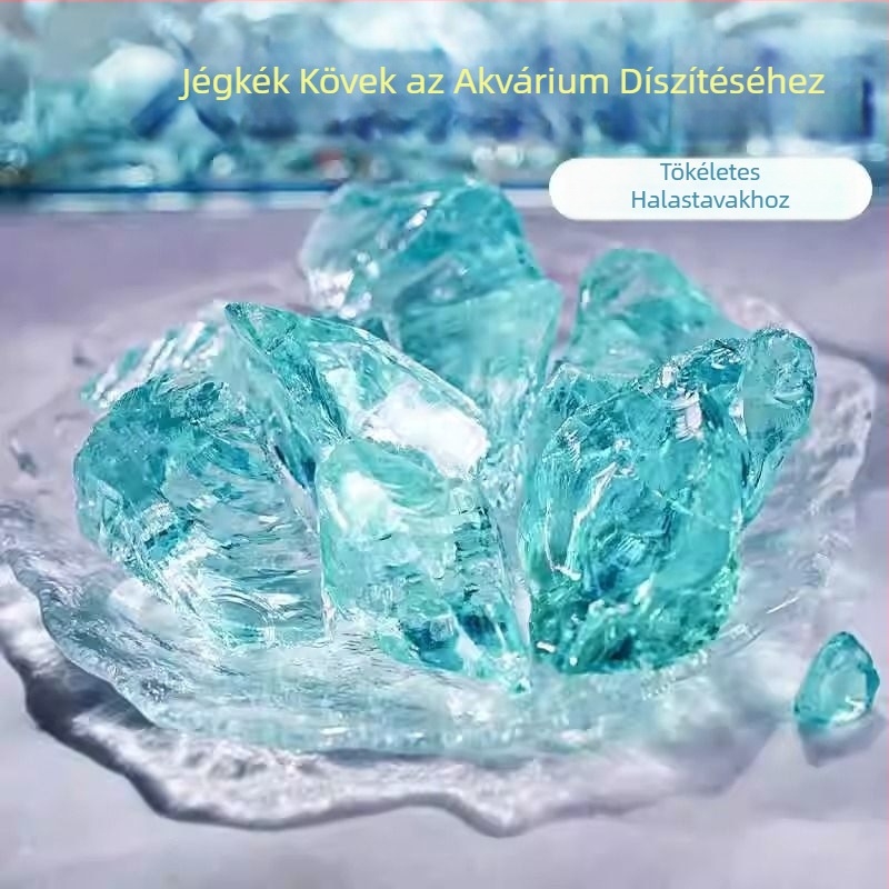 Akvárium aljzathoz tartozó kövek, kristályos alapanyagú kövek, átlátszó üvegkövek, dekoratív dísz (Anyag: kristály)