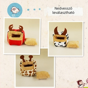 Hamsterfészek kristály fleece anyaggal, négyzet alakú, karikatúra stílus, melegen tartja a hamstert