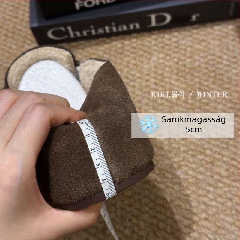 Mollykiki retro Birkenstock-stílusú női slip-on cipő, Velcro-zárás, felső anyag: marha velúr/ velúr, sarokmagasság 3–5 cm