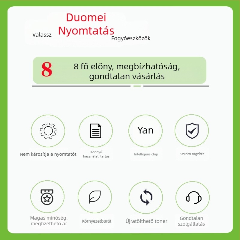 Tonerkazetta lézernyomtatókhoz — Duomei Printing; kompatibilis P3010D/P3010DW/P3300DN/P3300DW/P3320D/M6700D/M6700; oldalkapacitás 1.5K/3K/6K/12K oldal; eredeti modellek TO-400/TO-400H/TO-400X/DO-400.