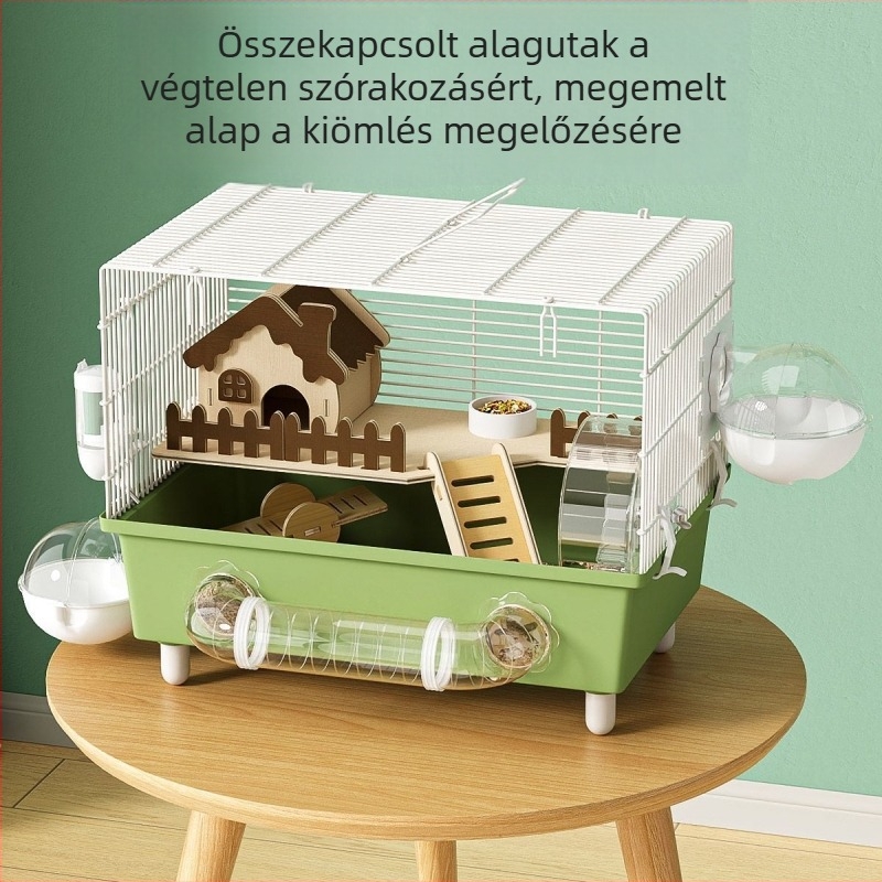 Hamster ketrec mély tálcával és integrált szivárgásmentes dizájnnal, masszív és könnyen tisztítható