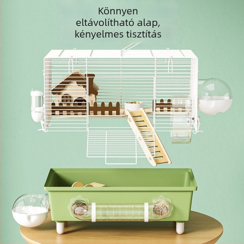 Hamster ketrec mély tálcával és integrált szivárgásmentes dizájnnal, masszív és könnyen tisztítható