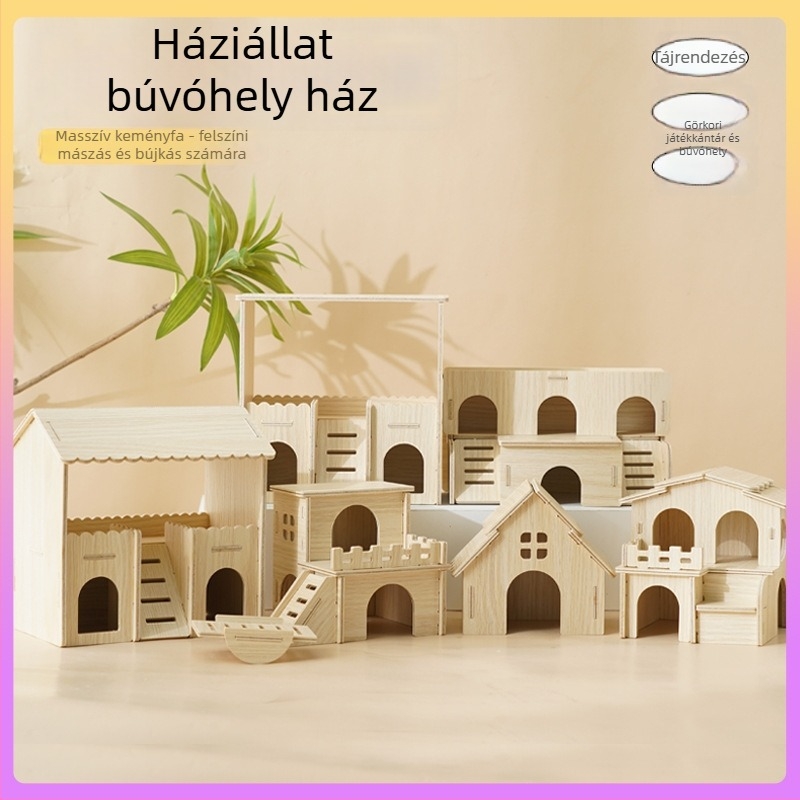 Fából készült hörcsög menedékhely, stílusok 01-06