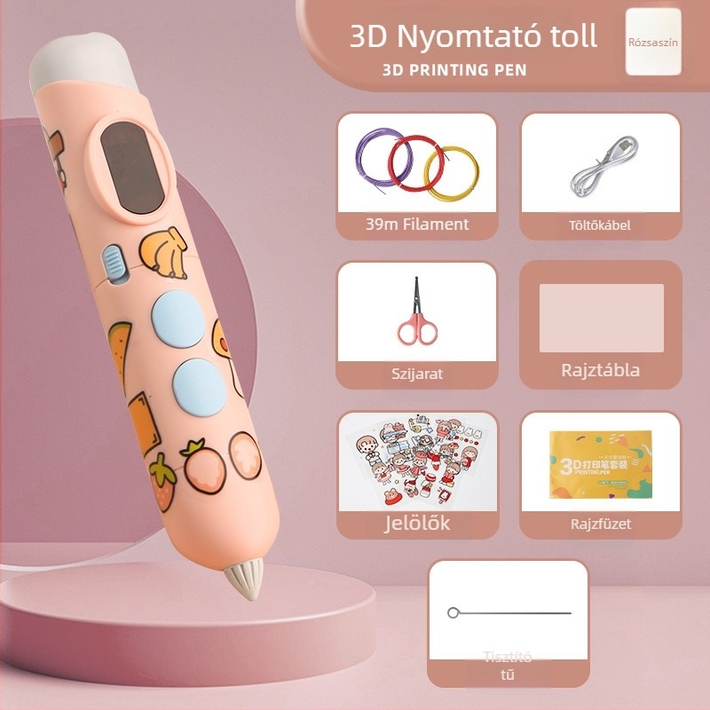 Töltővel ellátott alacsony hőmérsékletű 3D nyomtató toll gyerekeknek — kreatív 3D rajzoló eszköz hosszú üzemidővel