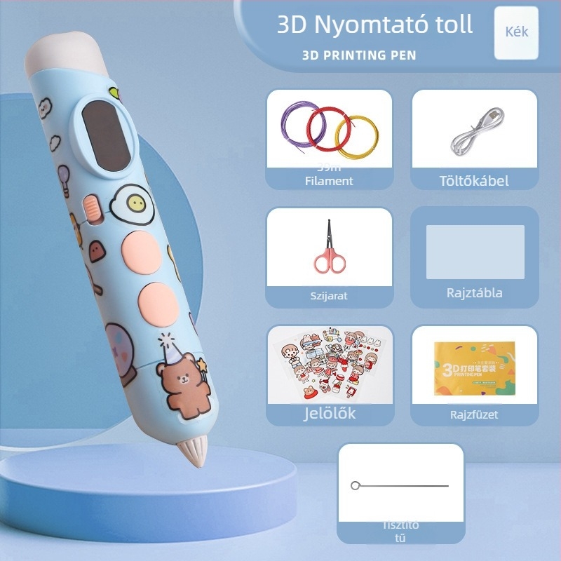Töltővel ellátott alacsony hőmérsékletű 3D nyomtató toll gyerekeknek — kreatív 3D rajzoló eszköz hosszú üzemidővel
