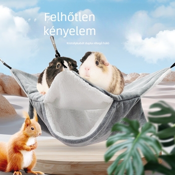Hamster plüss dupla rétegű függőágy – melegen tart, négyszögletes forma, rajzfilmszerű stílus, beltéri használatra