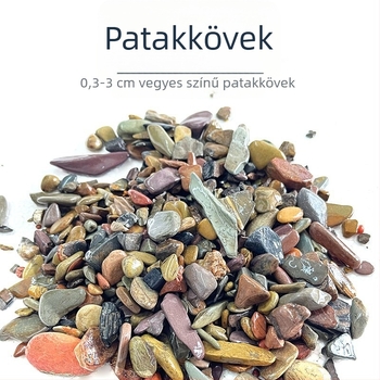Akváriumi dekoráció: patakmenti kövek a talaj homokos megjelenésével