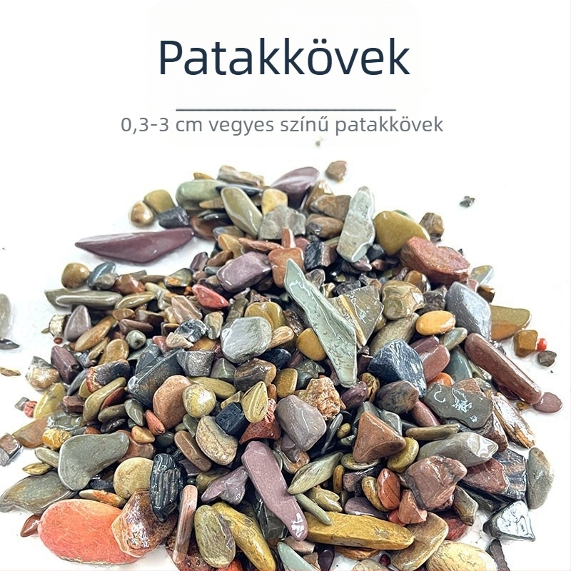 Akváriumi dekoráció: patakmenti kövek a talaj homokos megjelenésével