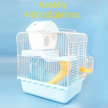 Extra nagy kastély-stílusú hörcsögketrec tálcával, lux aranyhörcsögöknek