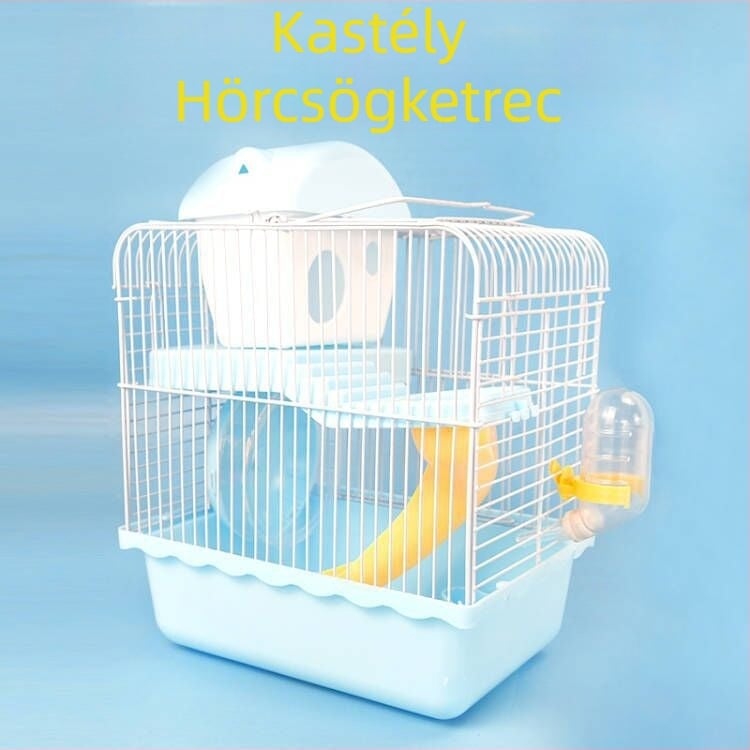 Extra nagy kastély-stílusú hörcsögketrec tálcával, lux aranyhörcsögöknek