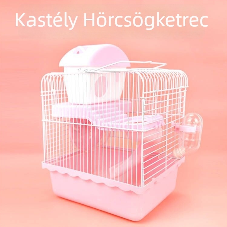 Extra nagy kastély-stílusú hörcsögketrec tálcával, lux aranyhörcsögöknek