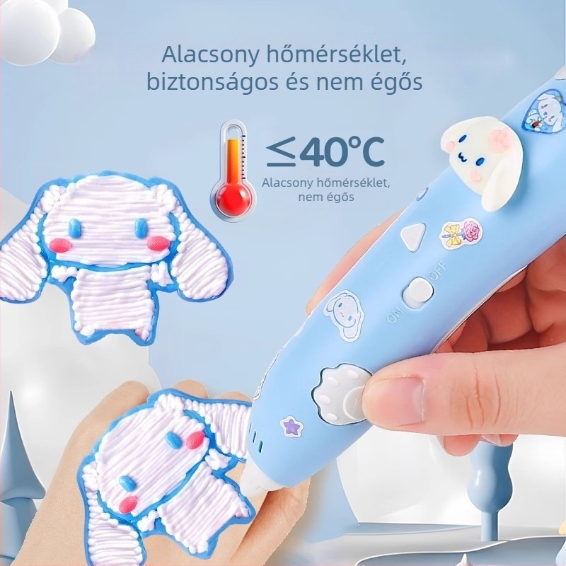 3D nyomtató toll gyerekeknek, elektromos DIY művészeti eszköz, ABS anyag, színes dobozban csomagolás, 4–6 éveseknek