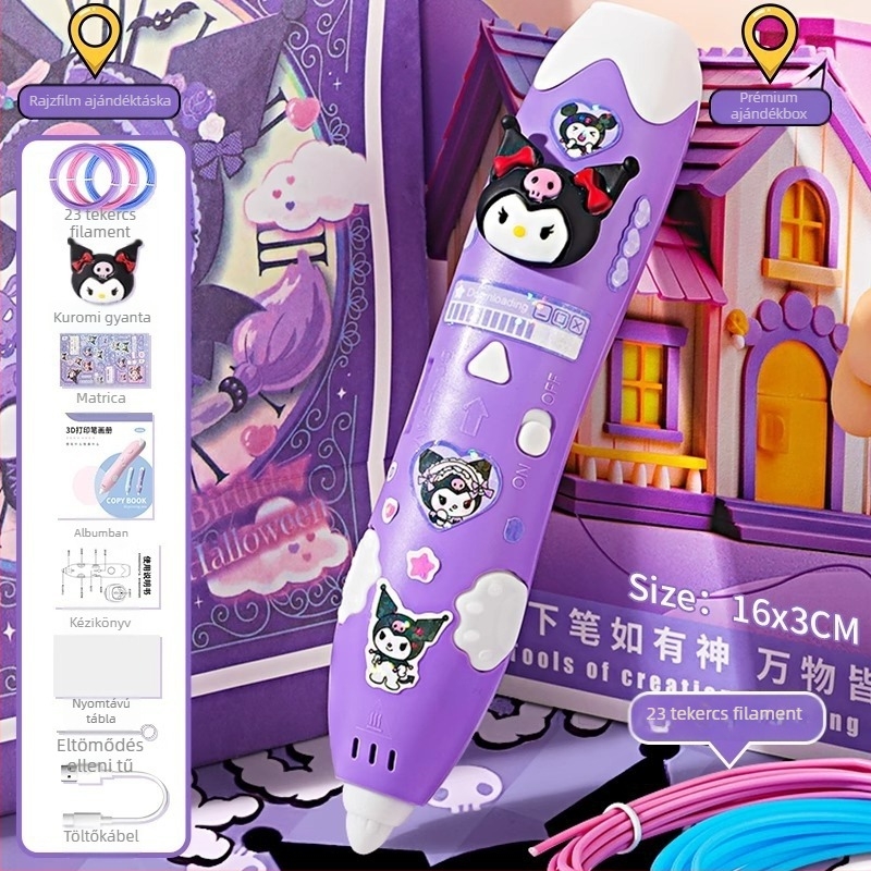 3D nyomtató toll gyerekeknek, elektromos DIY művészeti eszköz, ABS anyag, színes dobozban csomagolás, 4–6 éveseknek