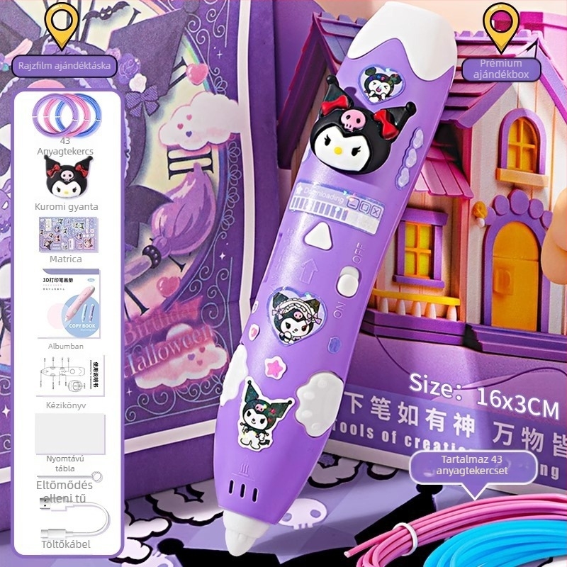 3D nyomtató toll gyerekeknek, elektromos DIY művészeti eszköz, ABS anyag, színes dobozban csomagolás, 4–6 éveseknek