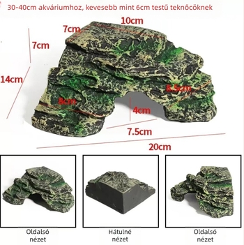 Akvarisztikai táj dekoráció teknőssel: mászó- és napozóplatform, barlang és lejtős pihenőterület — Termékkód Y025 terrace; súly 310; Crafts; kő tájkép dekoráció