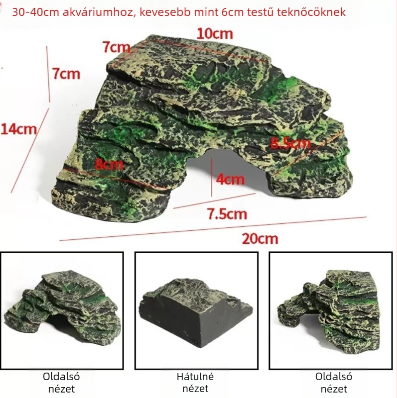 Akvarisztikai táj dekoráció teknőssel: mászó- és napozóplatform, barlang és lejtős pihenőterület — Termékkód Y025 terrace; súly 310; Crafts; kő tájkép dekoráció