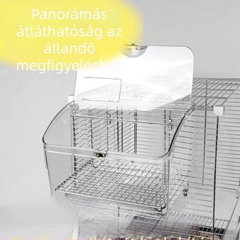 Papagáj külső etetődoboz anti-spill dizájnnal és fürdőmedencével, vasdrótból, modell 548dd