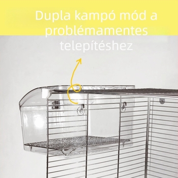 Papagáj külső etetődoboz anti-spill dizájnnal és fürdőmedencével, vasdrótból, modell 548dd