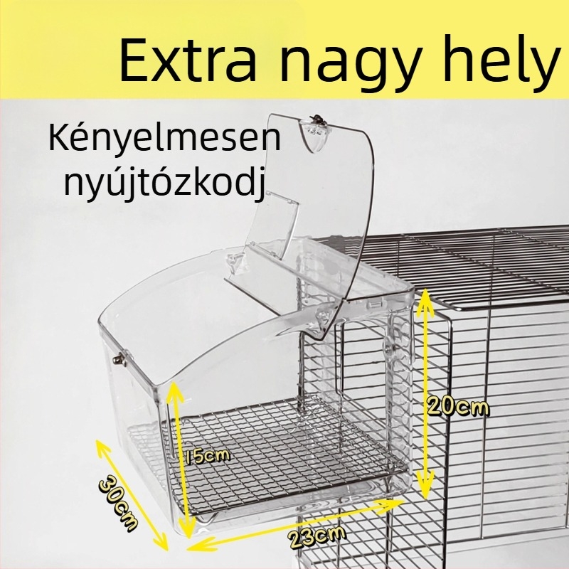 Papagáj külső etetődoboz anti-spill dizájnnal és fürdőmedencével, vasdrótból, modell 548dd
