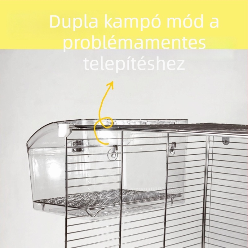 Papagáj külső etetődoboz anti-spill dizájnnal és fürdőmedencével, vasdrótból, modell 548dd