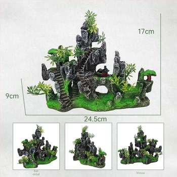 Akvaris dekoráció – műgyantából készült rockery, táj az akváriumban, egyszerű és modern stílus