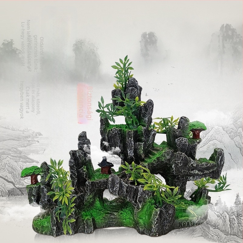 Akvaris dekoráció – műgyantából készült rockery, táj az akváriumban, egyszerű és modern stílus