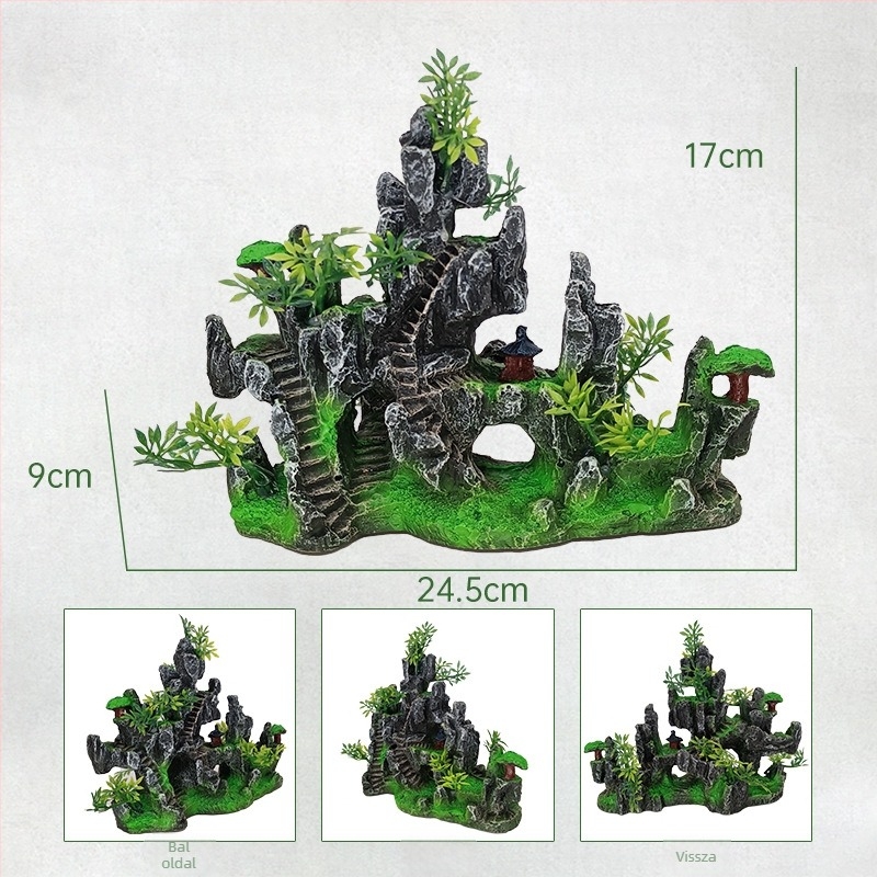 Akvaris dekoráció – műgyantából készült rockery, táj az akváriumban, egyszerű és modern stílus