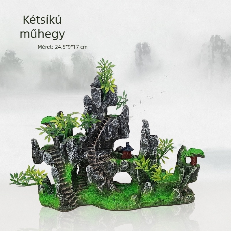 Akvaris dekoráció – műgyantából készült rockery, táj az akváriumban, egyszerű és modern stílus