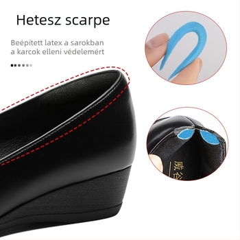 Női klíncipő kerek orrú, mikroanyag felsőrész, gumírozott talp, alacsony klín (<3 cm), slip-on, formális lábbeli