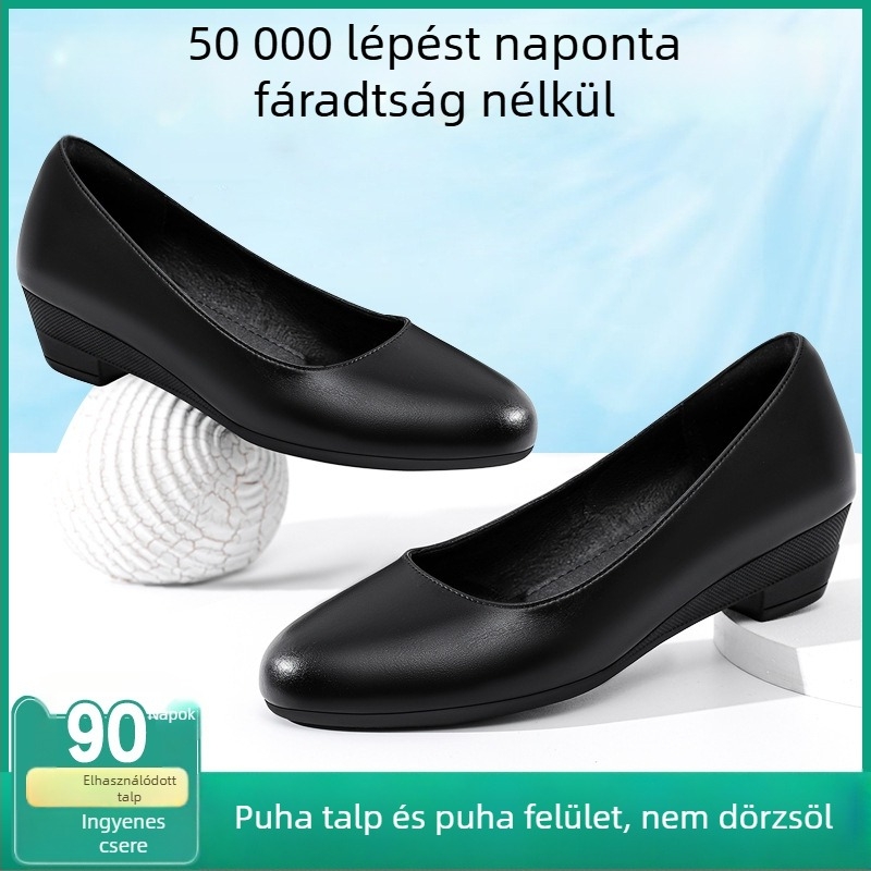 Női klíncipő kerek orrú, mikroanyag felsőrész, gumírozott talp, alacsony klín (<3 cm), slip-on, formális lábbeli
