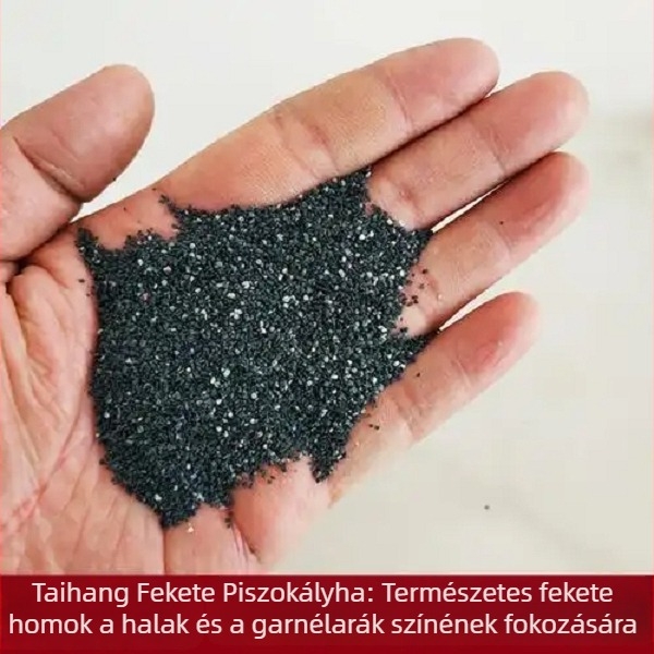 Fekete akváriumi aljzat – Emery homok (karborund), aljzat díszhalak és guppik számára, ideális víz növényekhez; Anyag: Más; Eredet: Más; Import: Nem