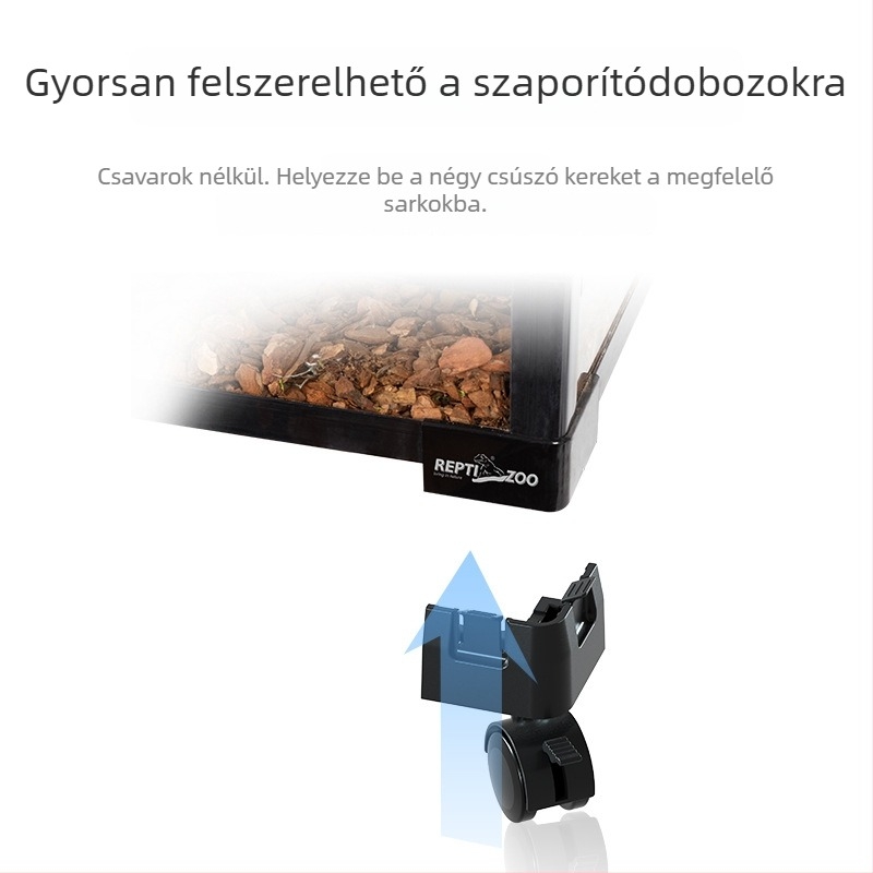 Reptizoo szaporító doboz kerék készlet – csendes univerzális kerekek, anyag: ABS + vas, tömeg: 1 kg, akvárium berendezés