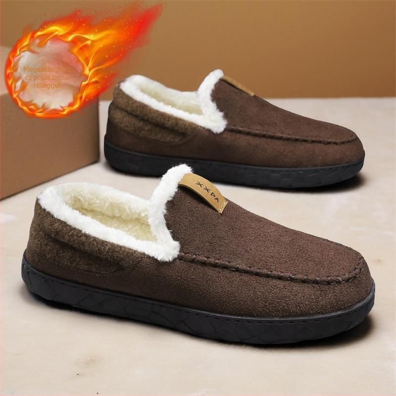 Férfi téli csizma Slip-On, meleg plüss béléssel (Külső: textil; Talp: csúszásmentes gumi; Vulkanizált konstrukció; Szezon: tél)