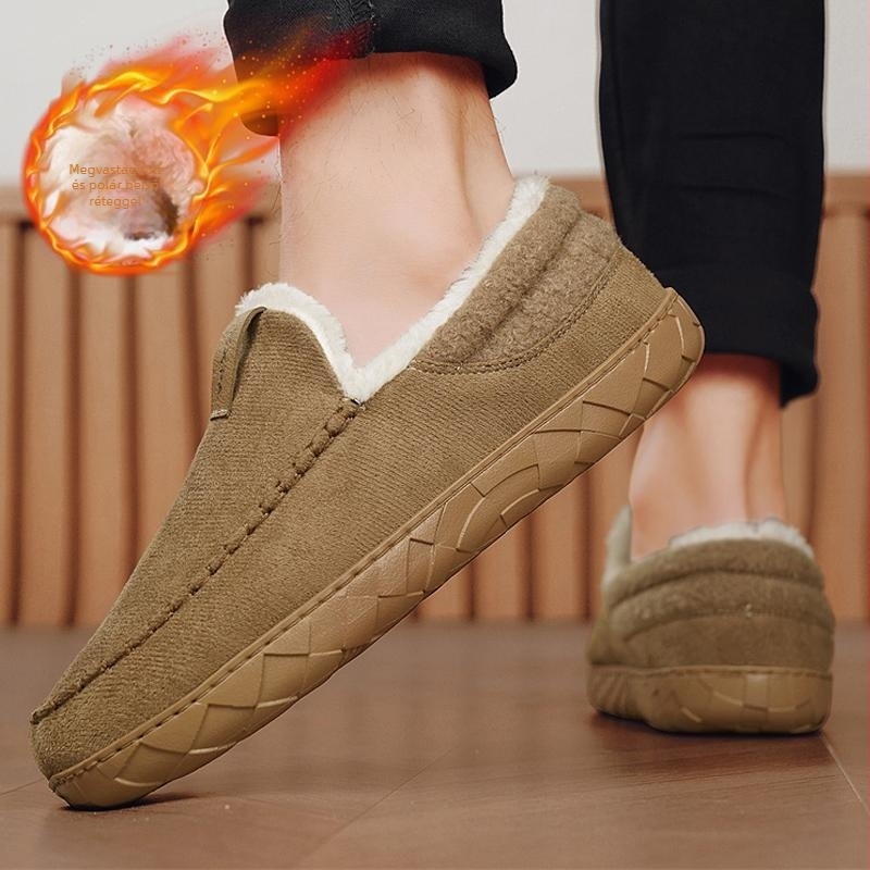 Férfi téli csizma Slip-On, meleg plüss béléssel (Külső: textil; Talp: csúszásmentes gumi; Vulkanizált konstrukció; Szezon: tél)