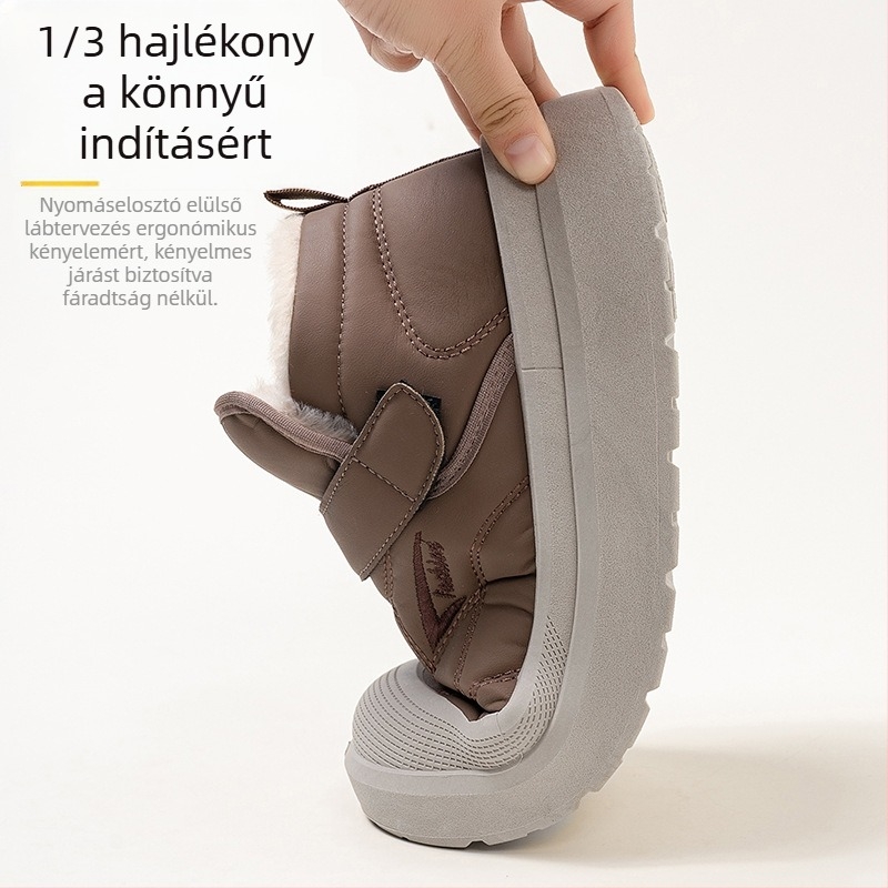 Férfi téli csizmák – felső része mikroszálas bőr, belső plüss bélés, PU talp, Velcro zárás, melegen tart